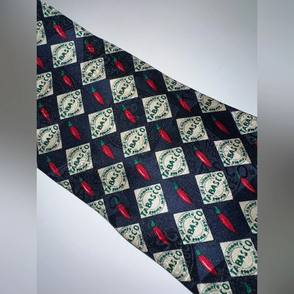 Tabasco Navy and Red Geometric Tie